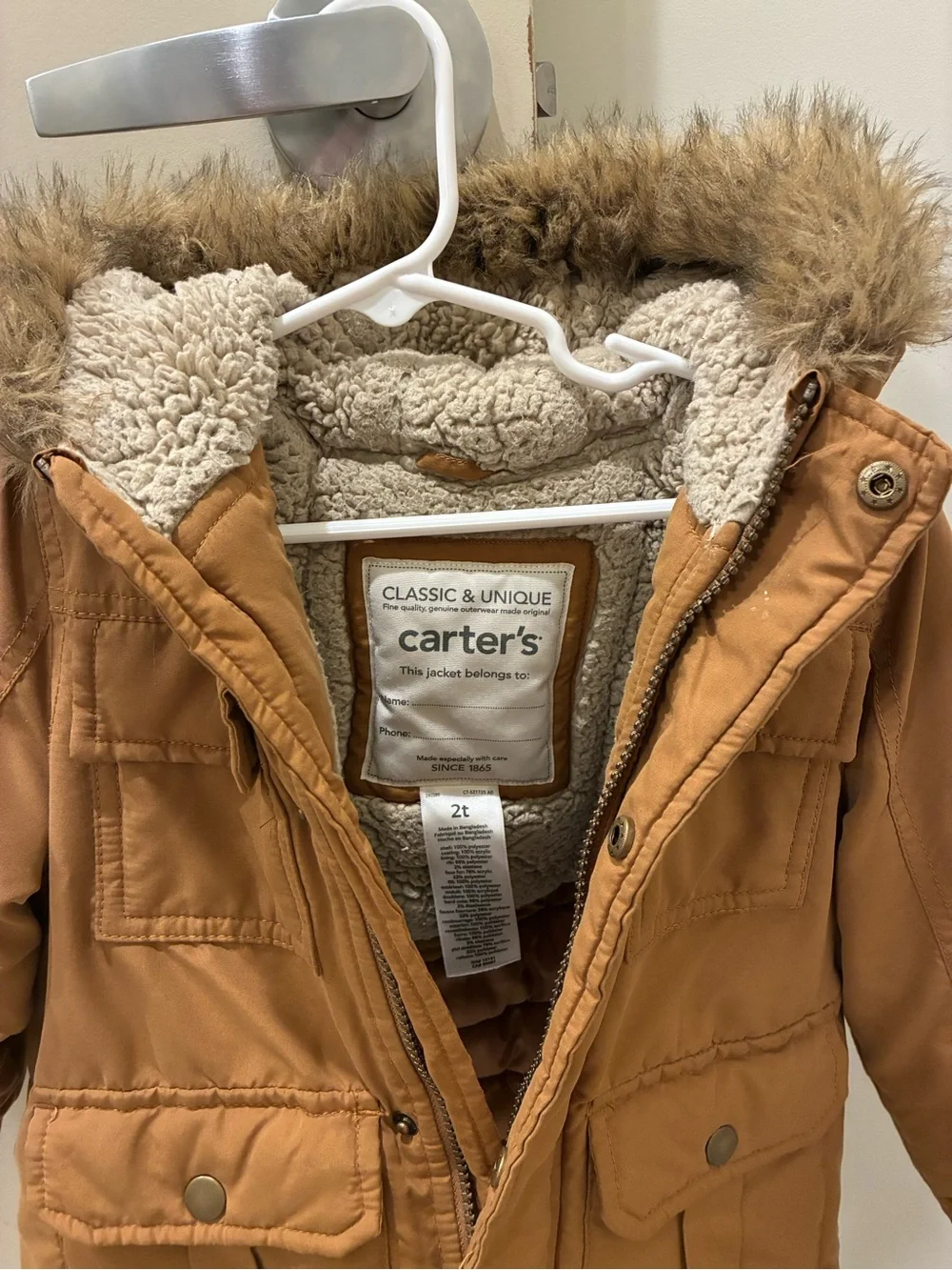 Carter's Kids Hooded Jacket with Faux-Fur Trim